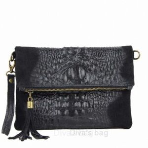 Black Genuine Leather Crossbody Bag Made in Italy